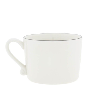 Preview: Bastion Collections Tasse „Brown Heart“ – Weißer Porzellanbecher mit braunem Herz (10x8x7 cm)