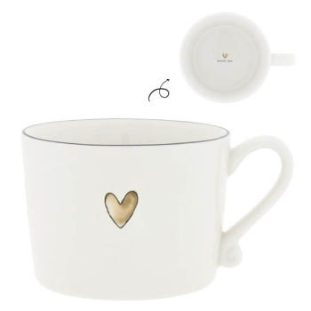 Bastion Collections Tasse „Brown Heart“ – Weißer Porzellanbecher mit braunem Herz (10x8x7 cm)
