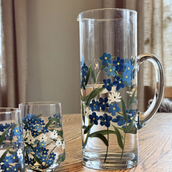 Preview: Krug, Karaffe "Bloomy Blue" von Miljögården