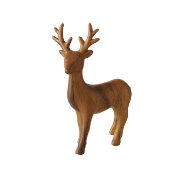 Deko-Hirschfigur „Wilhelmy“ (15 cm) aus Steingut in Holzoptik