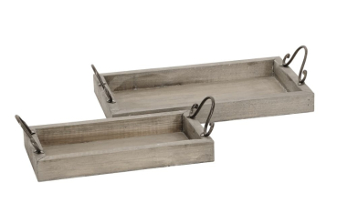 Holztablett mit Metallgriffen