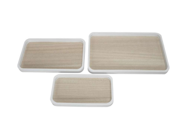 Holztablett mit weißem Rand in 3 Größen