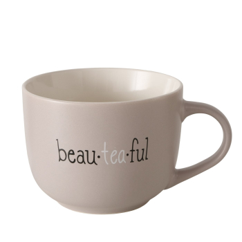 Jumbo Mug Beau-tea-ful – Large New Bone China Cup, Matte Brown 560 ml