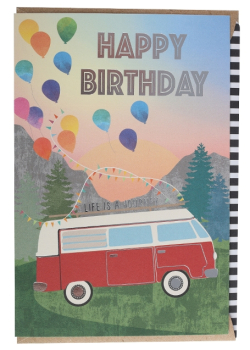 Geburtstagskarte "Bus, Luftballons"
