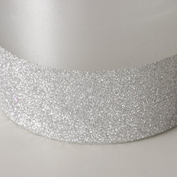 Kerzentopf "Inaya" weiß, Silber mit Glitzer