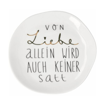 räder Small Plate "Von Liebe" – Fine Porcelain Plate with Heart Relief and Gold Accent