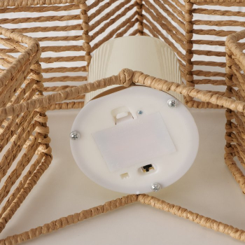 LED-Dekoaufsteller Stern „Luma“ (29 cm) aus Metall & Papierkordel – Handgewebter Stern mit integrierter LED-Kerze für stimmungsvolle Winter- & Weihnachtsdeko