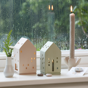 Lantern House “Green” – Decorative Stoneware Tealight Holder