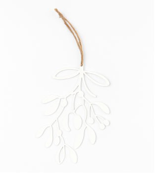 Metal Mistletoe Ornament – White, 24.5 cm