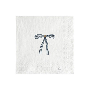Bastion Collections Papierservietten „Little Bow Blue“ 20 Stk. – Cocktailservietten mit blauer Schleife (12,5x12,5 cm)