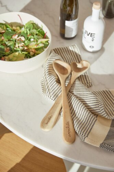 Preview: Salatbesteck Set „Insalata Mista“ | Mediterranes Salatbesteck aus Akazienholz 33 × 7 × 3 cm