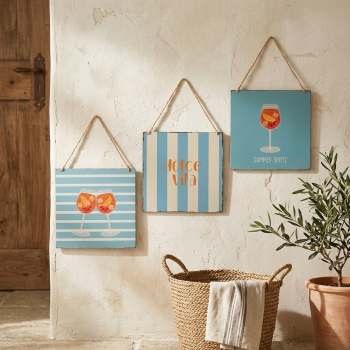 Preview: Wall Sign Dolce Vita & Summer Spritz – Decorative Iron & Jute Signs, 20x20 cm