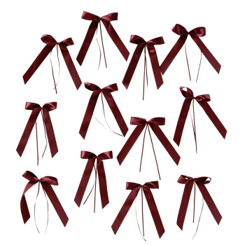 Satin-Schleifenset „Frederikke“ 12-teilig in Rot (20 cm) – Handgearbeitete Deko-Schleifen aus glänzendem Satinband zum Aufhängen für Weihnachtsbaum, Adventskranz, Kerzen & Geschenke