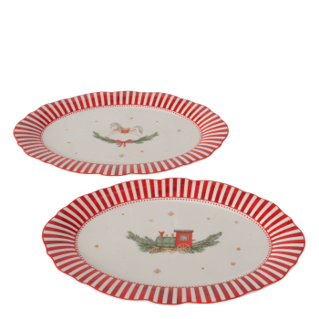 Ovale Servierplatte „Cavallo“  in Rot & Weiß