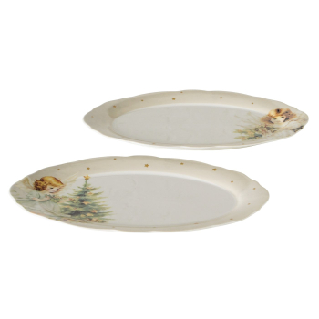 Preview: Ovale Servierplatte „Clara“ 31 cm aus New Bone China Porzellan