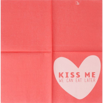 Preview: Lunchserviette 33 × 33 cm „Kiss me we can eat later“ | Romantische Papierservietten für Dinner & besondere Momente