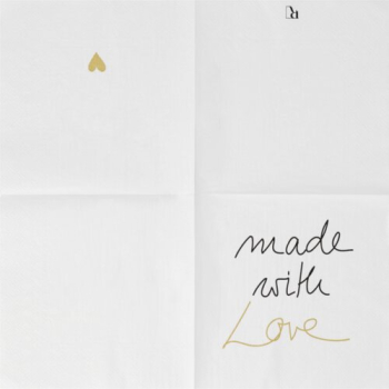 Preview: Lunchserviette 33 × 33 cm „Made with Love“ | Liebevolle Papierservietten für Hochzeit, Feiern & Tischdekoration