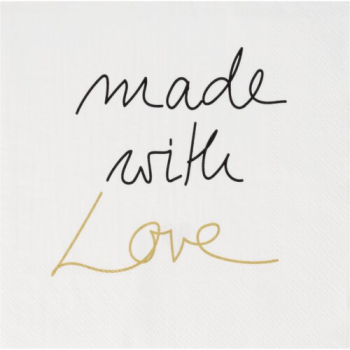 Lunchserviette 33 × 33 cm „Made with Love“ | Liebevolle Papierservietten für Hochzeit, Feiern & Tischdekoration