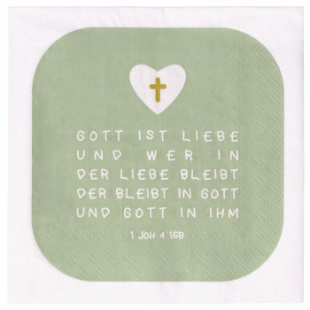 räder Lunch Napkins "Gott ist die Liebe" – Christian Paper Napkins for Sacred Occasions (20 Pieces)