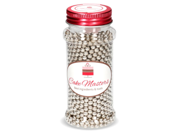 Preview: Cake-Masters Silberperlen klein (80 g / Ø 3 mm) – Essbare Zuckerperlen in Silber zum Dekorieren von Torten, Kuchen, Cupcakes & Desserts