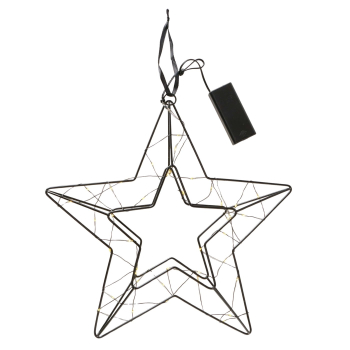 LED-Dekoanhänger „Elvira“ Ø 29,5 cm – Beleuchteter Metall-Stern in Schwarz (Batteriebetrieben)