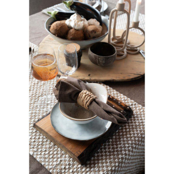 Preview: Sustainable Brown Cloth Napkin – Recycled Cotton with Linen Look 45x45 cm