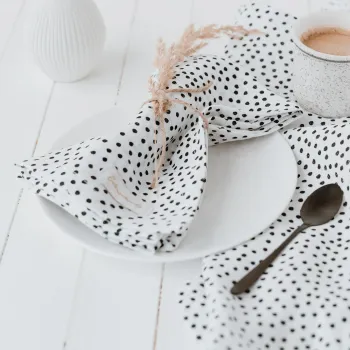 Leinen-Servietten Punkte – Weiß (4er Set)