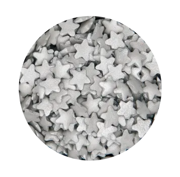 Essbarer Streudekor Sterne Silber (40 g) – Glitzernde Silbersterne Zuckerstreusel mit Glimmer-Effekt