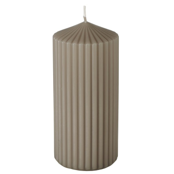 Preview: Stumpenkerze mit Rillen Taupe