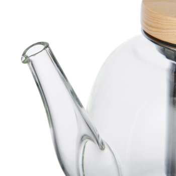 Preview: Glasteekanne mit Filter & Holzdeckel