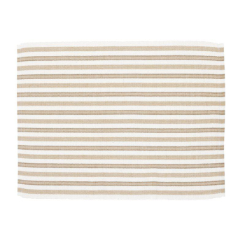 Striped Ribbed Placemat Beige/White – Classic 100% Cotton Table Mat 35x45 cm