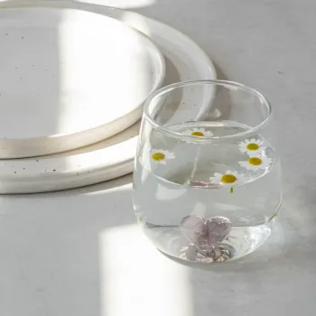 Trinkglas mit Herzfigur Rosa von Eulenschnitt