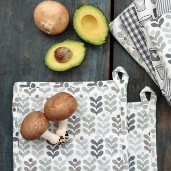 Preview: "Abstract Flowers Grey" Potholder – Stylish Floral Kitchen Accessory 20x20 cm