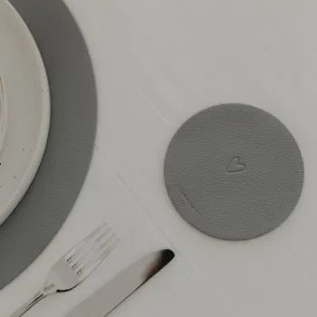 Preview: Wendbare Untersetzer „Rundum glücklich“ – Grau (2er Set)