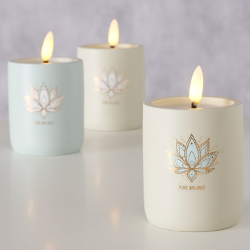 Boltze LED Lantern Bali – Handcrafted Concrete Table Light with Lotus Motif & Timer