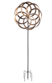 Großer Gartenstecker Windrad „Spiral“ – Kupferfarbenes Metall, Outdoor-geeignet (161 cm)