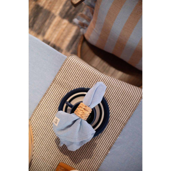 Preview: Sustainable Light Blue Cloth Napkin – Recycled Cotton with Linen Look 45x45 cm
