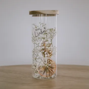 Preview: Eulenschnitt Heart Storage Jar 25 cm – Borosilicate Glass with Acacia Wood Lid 1500 ml