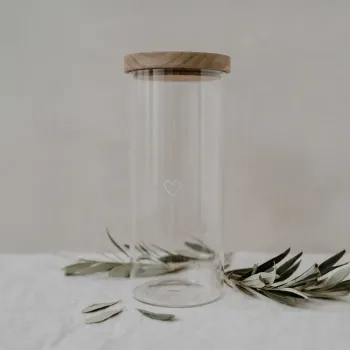 Eulenschnitt Heart Storage Jar 25 cm – Borosilicate Glass with Acacia Wood Lid 1500 ml