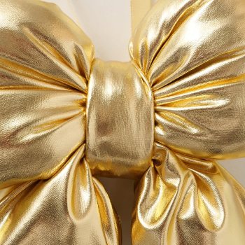 Preview: Boltze Dekoanhänger „Bowy“ 31 cm – Große Schleife in Metallic-Gold zum Aufhängen