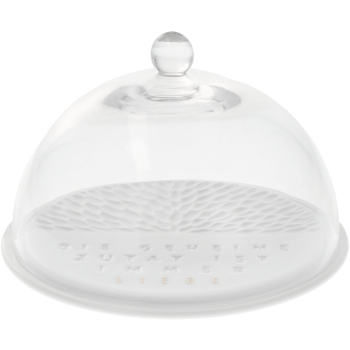 Glass Cloche with Porcelain Plate "Love" – Elegant Display for Sweets & Decor H: 9.5 cm