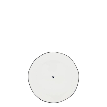 Sideplatte kleiner Teller 13 cm mit Herz und Streifen grau von Bastion Collections Österreich Onlineshop