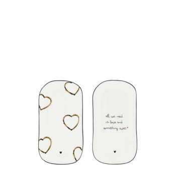 Kleiner, ovaler Teller weiß/braun von Bastion Collections