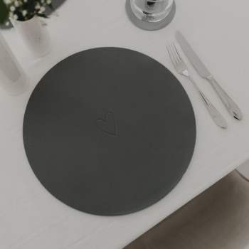 Round reversible Placemat grey "Heart"