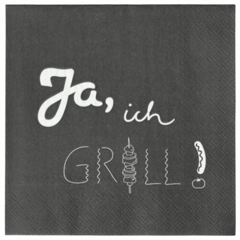 räder Lunchservietten „Ja, ich grill“ – 3-lagige Papierservietten für BBQ & Grillparty (20 Stück)