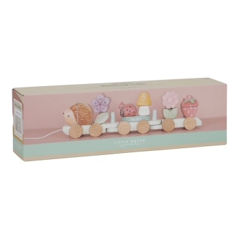 Wooden train "Fairy Garden" hedgehog with plug-in moulds
