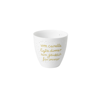 räder Poetry Light "Glücklich für immer" – Romantic Porcelain Tealight Holder with Gold Decor