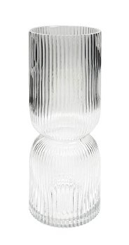 Kaheku Mondora Vase – Elegant Ribbed Glass Vase for Long-Stemmed Flowers (Ø 10.5 cm, H 32 cm)