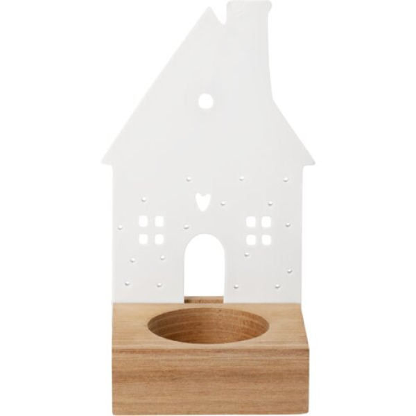 Räder Design Light Scene "Gingerbread House" – Porcelain Tealight Holder with Wooden Base