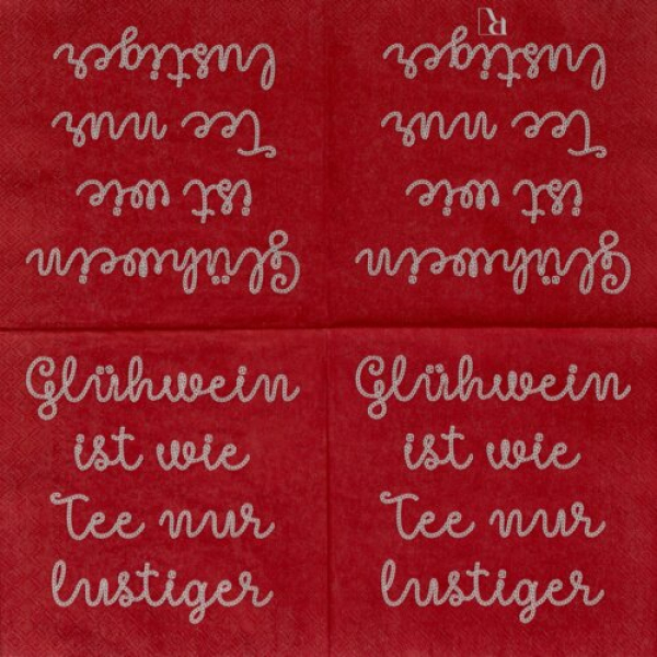 Räder Design Cocktailservietten „Glühwein ist wie Tee“ 25x25 cm – 20 Stück Papierservietten mit Spruch